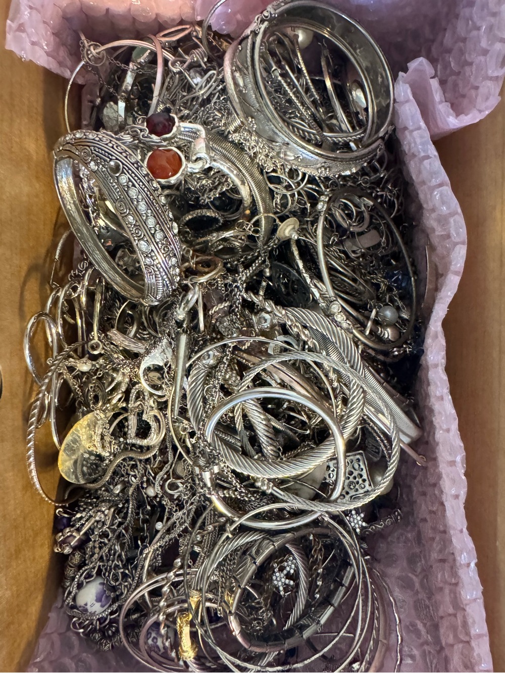 6.8 LB Silver-Tone Costume Jewelry Lot